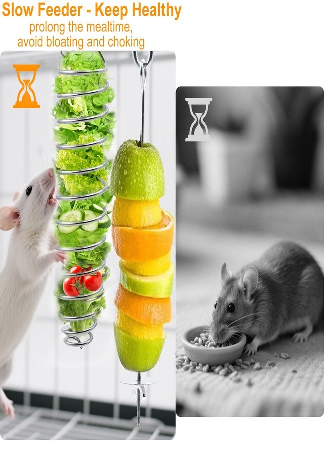 aeloer 2pcs Rat Enrichment Foraging Toys, 304 Stainless Steel Pet Rats Fruit Vegetable Holder, Hanging Slow Feeder Mice Feeder, Fancy Mice Cage Accessories Puzzle Toy for Hamster Rodents Bird Parakeet - Image 5